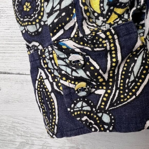 Charter Club Shirts Womens Size 10P Colorful Floral Button Stained Glass Linen - Picture 6 of 16